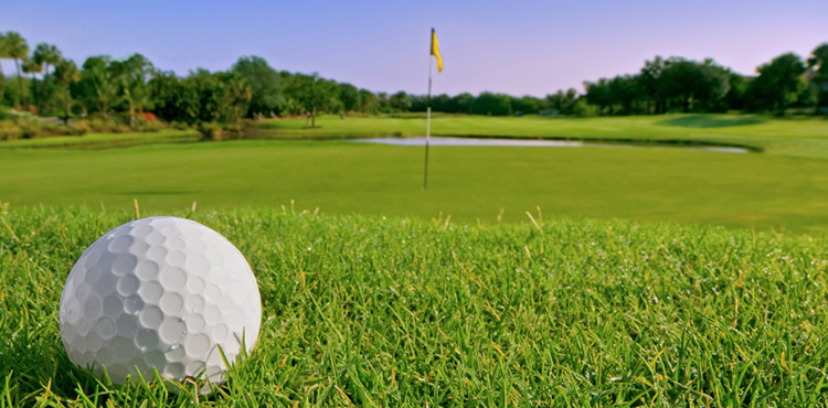 golf ball with green in the background